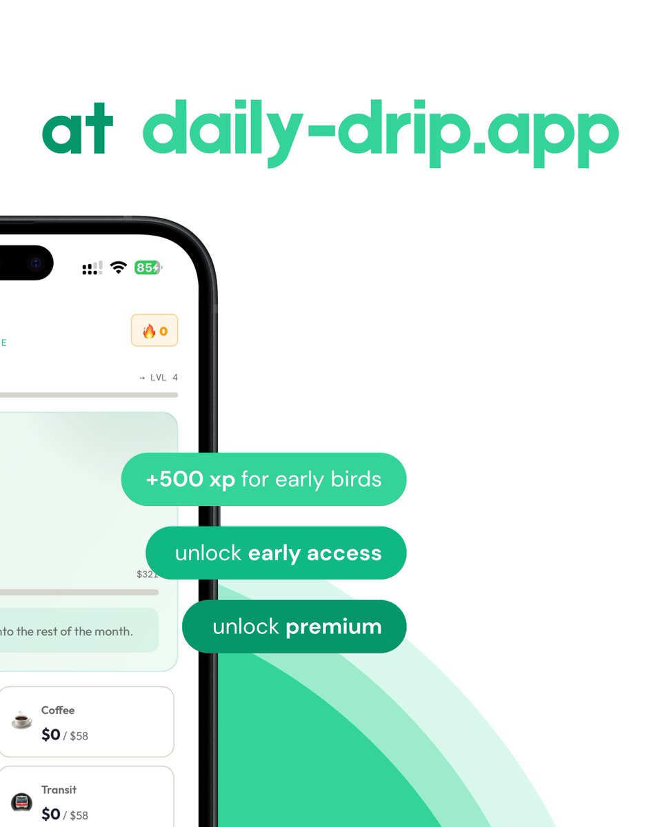 dailydripapp's tweet photo. Daily Drip is coming to iOS and Android. Early birds get 500 XP, early access, and free premium.

Join the waitlist now at https://t.co/Rn0bExSoy2

#DailyDripApp #budgeting #waitlist https://t.co/hmd3r0SenH