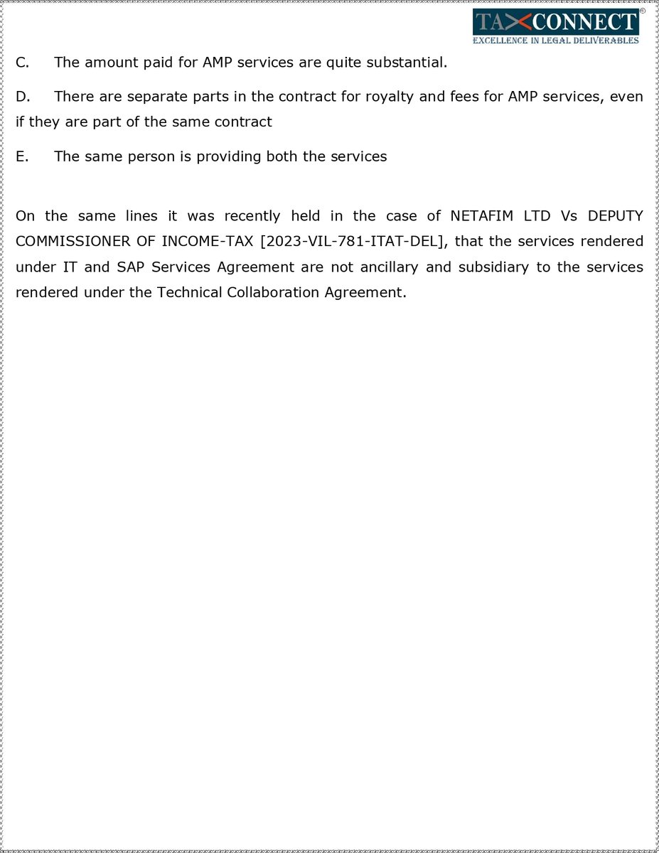 cavivekjalan's tweet image. Pleased to share an Article on "Tests to determine “Fees for Included Services” in a DTAA w.r.t. an International Transaction [Sec 92C of ITA’61 – Sec 165 of ITA’25]"

Thanks &amp;amp; Regards
Vivek Jalan
@TaxConnectLLP 

#incometax #internationaltaxation #TransferPricing #section92c