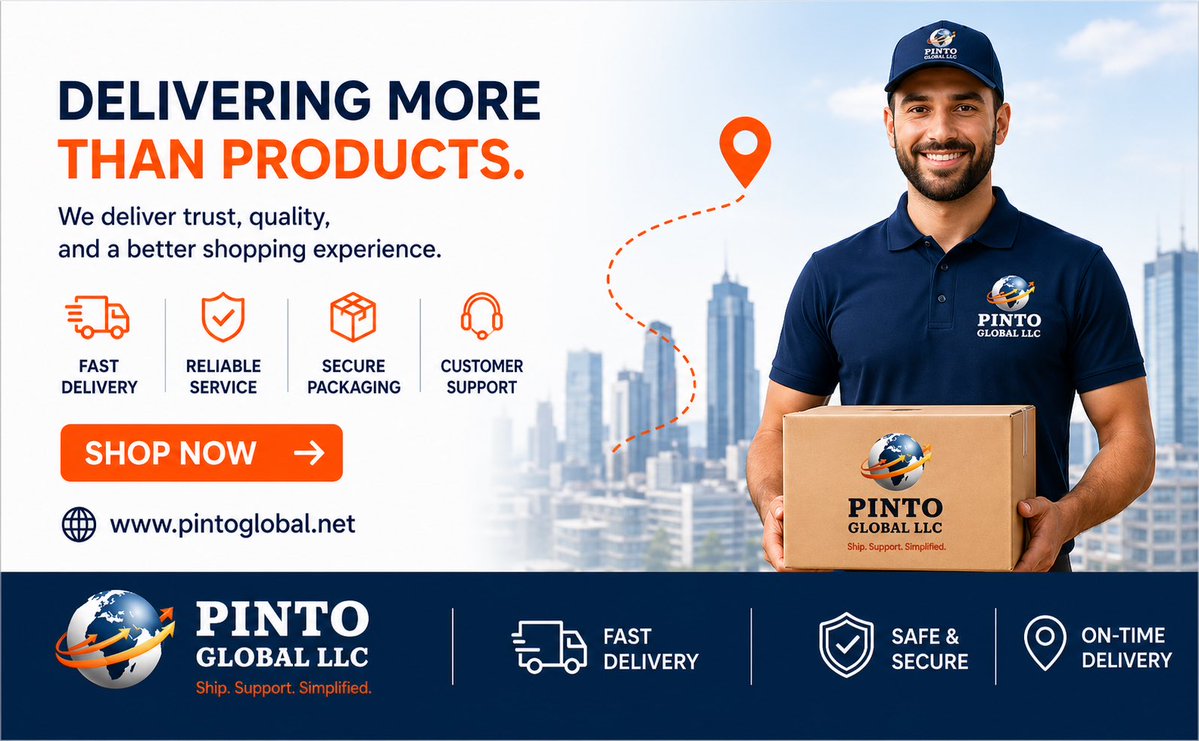 LlcPinto20519's tweet image. Delivering more than products — we deliver trust, speed, and reliability. 📦🚀
Shop smarter with Pinto Global LLC.
#PintoGlobal #FastDelivery #ReliableService #SecureShipping #OnTimeDelivery