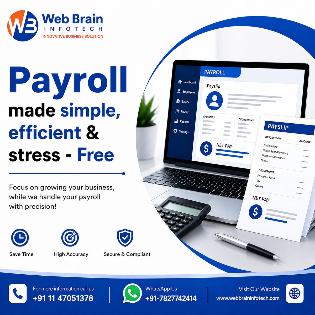 webbraininfo's tweet image. Stop Managing #Payroll. Start Scaling Your #Business.

While you focus on revenue, we ensure your payroll runs flawlessly, on time, every time.

Learn more at webbraininfotech.com/software-devel…

#PayrollSolutions #BusinessGrowth #StartupIndia #HRTech #Automation #WebBrainInfoTech