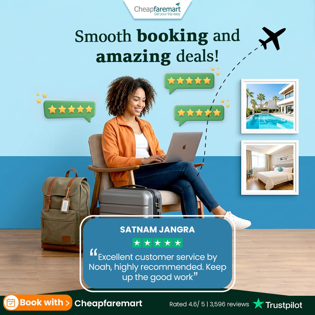 cheapfaremart's tweet image. Smooth booking and amazing deals! ⭐ That’s what our travelers say. Try us today!

Book now: shorturl.at/w75TY

#CustomerReview #TrustedTravel #HappyCustomers #TravelWithUs #Cheapfaremart