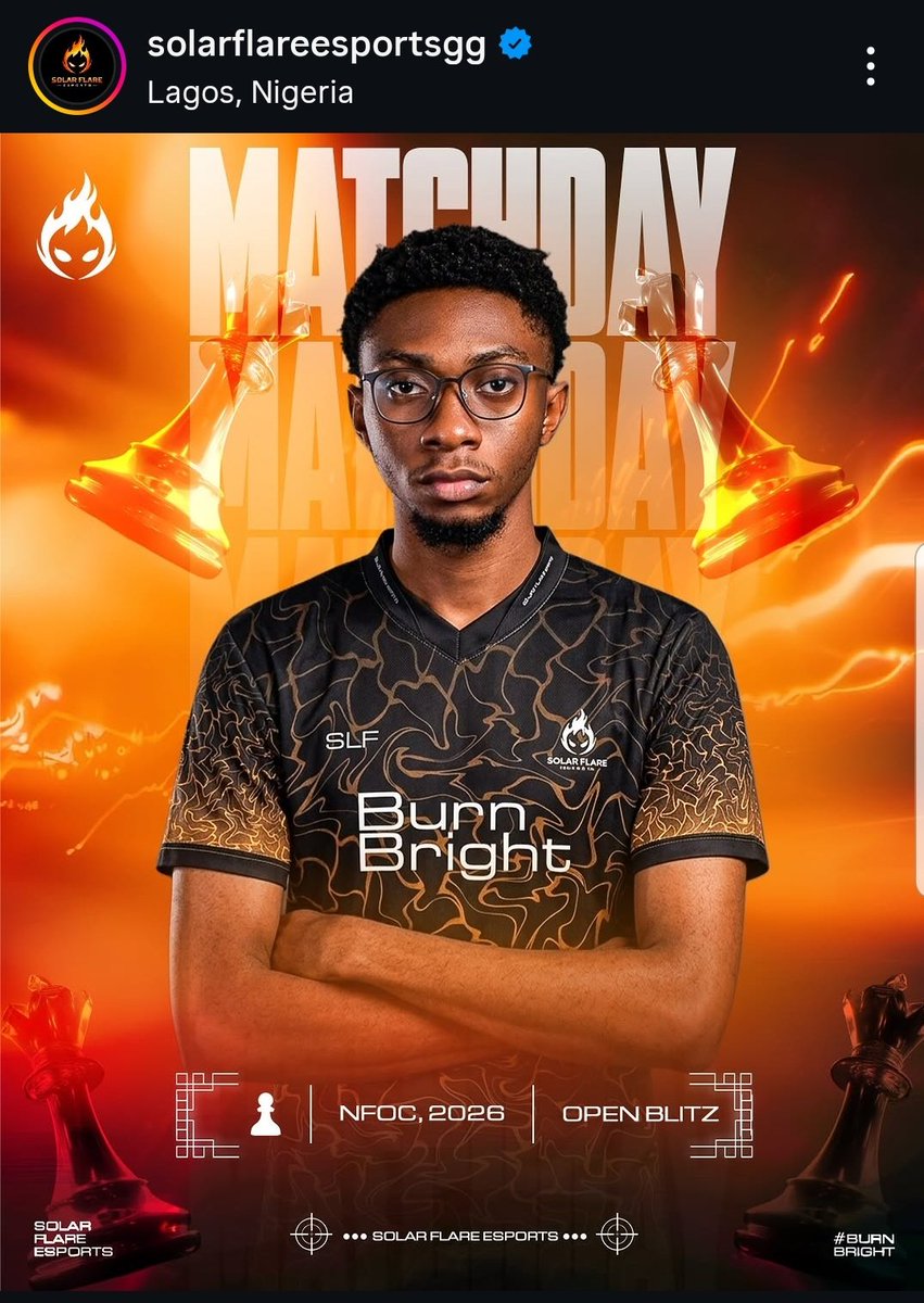 🚨 BIG MOVE IN NIGERIAN CHESS 🚨

Tennyson Ewomazino Olisa has officially signed with Solar Flare Esports ♟️🔥

One of Africa’s strongest rising talents is making waves:

🏆 2025 Nigerian National Champion
🏆 2025 Africa Super Zonal Champion