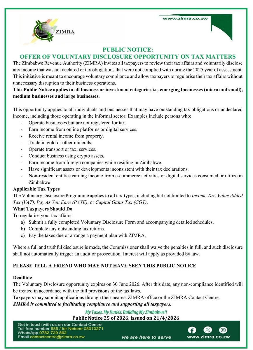 OPPORTUNITY 
This opportunity applies to all individuals and businesses that may have outstanding tax obligations or undeclared income, including those operating in the informal sector. Examples include persons who:
•Operate businesses but are not registered for tax.
•Earn