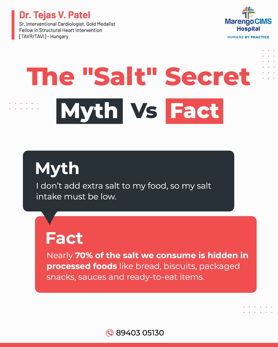 IAmHeartHealthy's tweet photo. You may skip the salt shaker, but hidden salt in processed foods still adds up.
 Check labels. Choose fresh. Protect your heart.

#IAmHeartHealthy #DrTejasVPatel #Cardiologist #MarengoCIMS https://t.co/3R972BIEDL