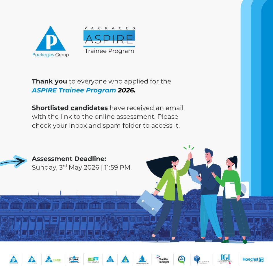 PackagesGroup's tweet image. Thank you to everyone who applied for the ASPIRE Trainee Program 2026.

Shortlisted candidates have received an email with the link to the online assessment.
Assessment Deadline: Sunday, 3rd May 2026 at 11:59 PM

#PackagesGroup #ASPIRE #TraineeProgram
