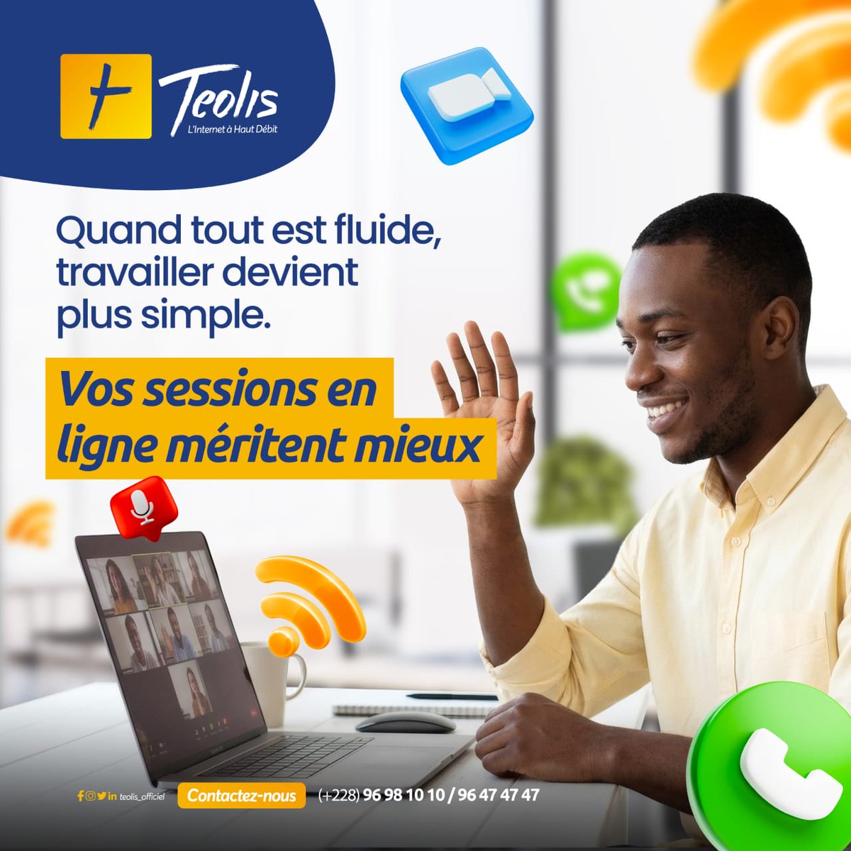 TEOLIS_Officiel's tweet image. La qualité de votre connexion impacte directement la performance de vos équipes.

Avec #Teolis, bénéficiez de réunions, d’échanges plus fluides et d’une meilleure productivité.

📩Pour une solution adaptée, Contactez-nous!

☎️: (+228)96-98-10-10 / 96-47-47-47

#Internet #Business