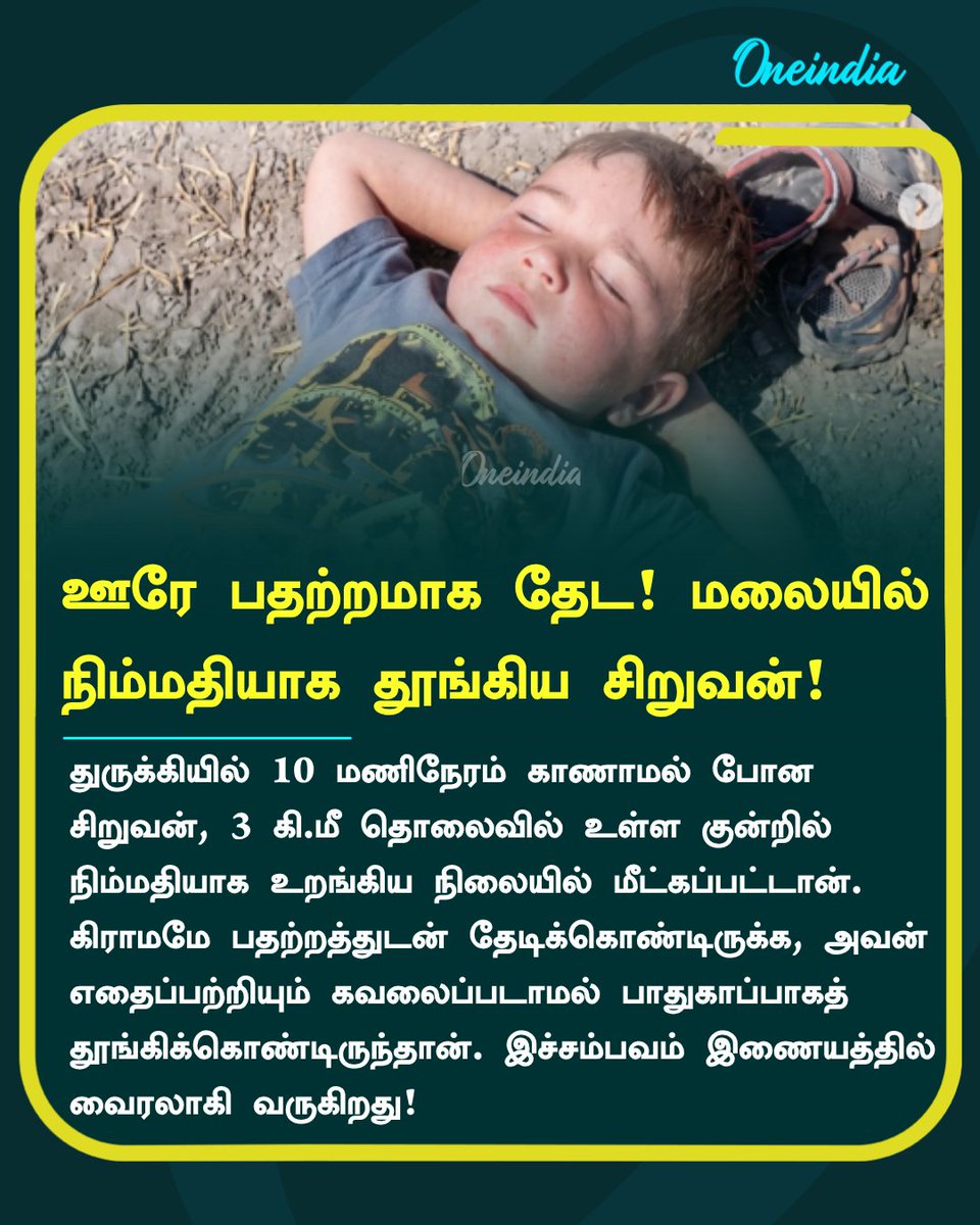 thatsTamil's tweet image. ஊரே பதற்றமாக தேட! மலையில்
நிம்மதியாக தூங்கிய சிறுவன்!

#MissingBoy #Turkey #Offbeat #Oneindia #OneindiaTamil