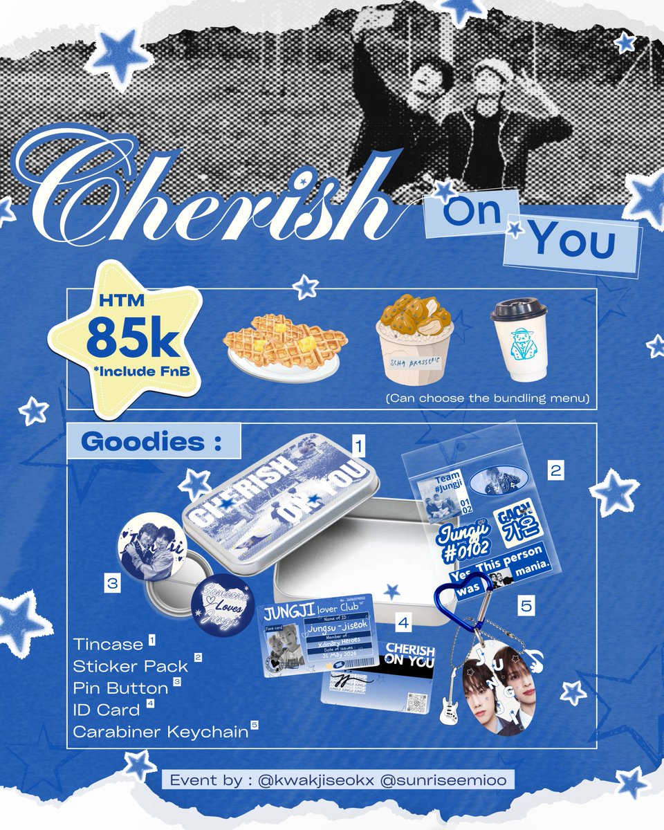 𝑪𝒉𝒆𝒓𝒊𝒔𝒉 𝑶𝒏 𝒀𝒐𝒖 ⋆˚ ｡ ୨♡୧  ˚ ｡ ⋆
Xdinary Heroes ━  Jungsu &amp; Jiseok Unit Event
Event by 
<a href="/kwakjiseokx/">mutt 🐣 JUNGJI EVENT📌</a> &amp; <a href="/sunriseemioo/">ming. | #jungji event 📌</a> 

۶۟ৎ Sunday, 07 June 2026
۶۟ৎ 14.30 - 17.00
۶۟ৎ Scha Brasserie, Kebayoran Baru
۶۟ৎ bit.ly/JungjiCOY

#Jungji #CherishOnYou #XdinaryHeroes