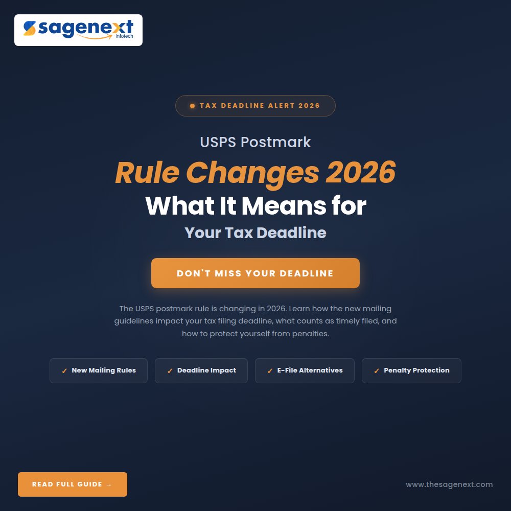 Sagenextinfo's tweet image. 2026 tax filing just got more complex.

The updated USPS postmark rules could change how deadlines are calculated.

🔗 thesagenext.com/blog/usps-post…
#TaxCompliance #BusinessFinance #Sagenext