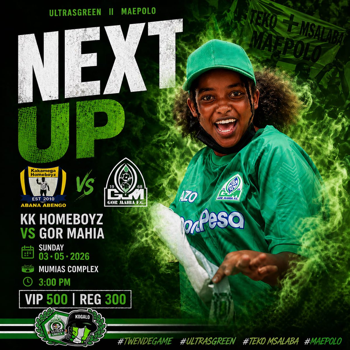 90 minutes, one mission; points ni tatu. See you in Mumias
#FootballKE
#ultrasgeeen
#sirkal