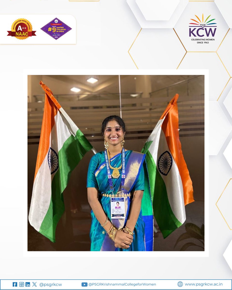 psgrkcw's tweet image. #Echoes_of_KCW 🇮🇳
P. Sri Sruthi of KCW represented at NSS RDC 2026, New Delhi. From rigorous training to Kartavya Path, her journey reflects resilience, unity &amp;amp; patriotism. “One dream. One team.”
#RepublicDay #ProudIndian #YouthLeadership #WomenEmpowerment