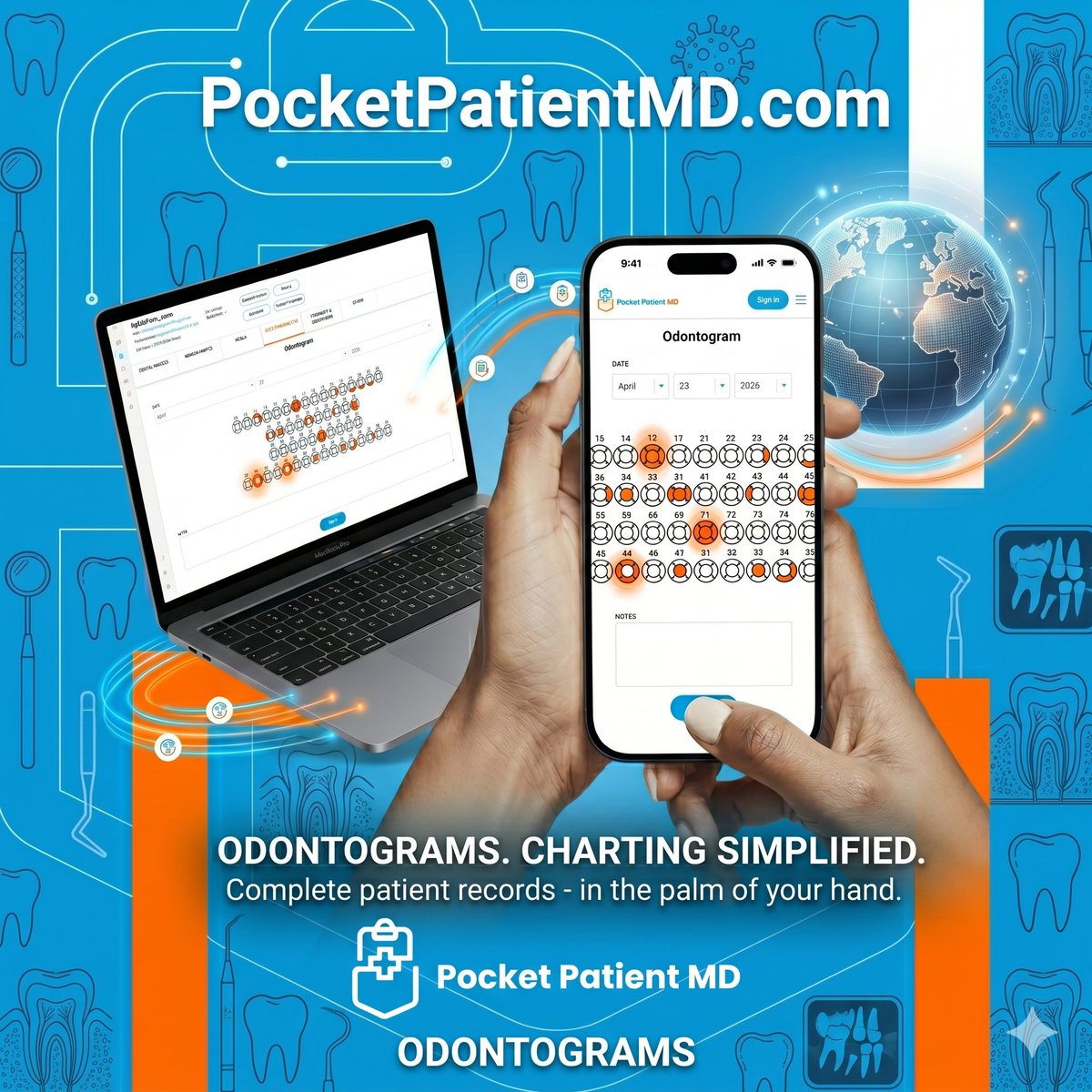 PocketPatientMD's tweet photo. 𝗗𝗲𝗻𝘁𝗶𝘀𝘁𝘀 — we have something new for you.

𝗢𝗱𝗼𝗻𝘁𝗼𝗴𝗿𝗮𝗺𝘀 are now live on PocketPatientMD!

Dental records—simplified.
Free. Global.

𝗦𝗶𝗴𝗻 𝘂𝗽 𝘁𝗼𝗱𝗮𝘆: https://t.co/TLWwPXHfEa https://t.co/AIJMmErEMb