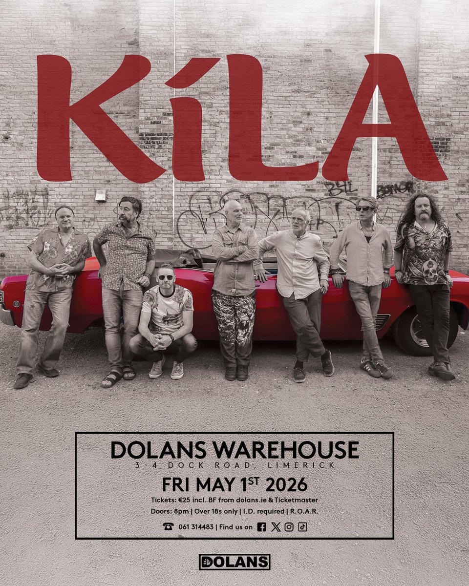 mydolans's tweet image. ***TOMORROW NIGHT IN DOLANS***
Kila
Dolans Warehosue, Friday May 1st
Tickets here: dolans.yapsody.com/event/index/86…

#kila #dolans #limerick #bankholidayweekend