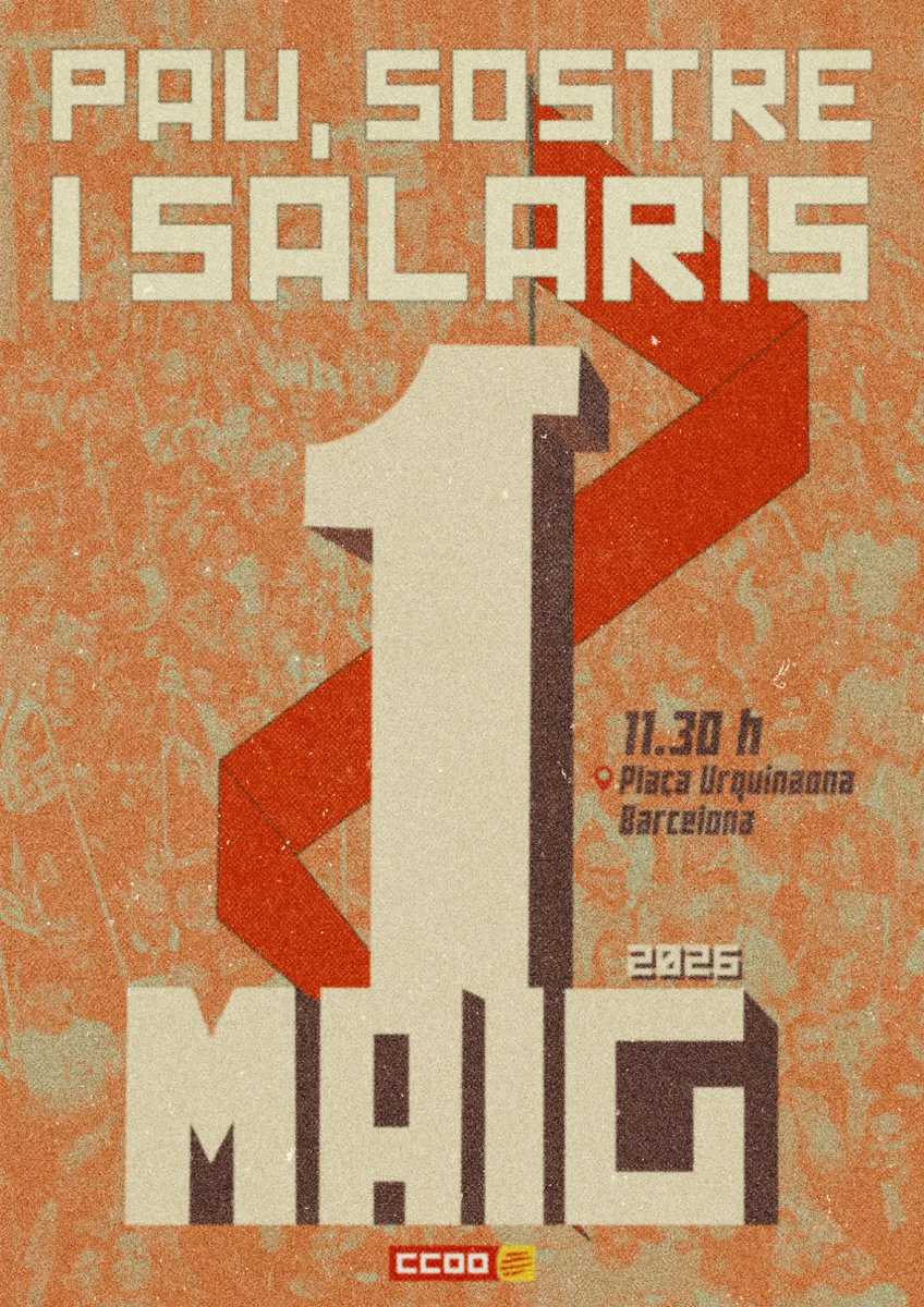 CCOOUB's tweet photo. Participa a les manifestacions del Primer de Maig. A Barcelona, a les 11:30h Plaça Urquinaona #1demaig https://t.co/MHo67ZXCLK