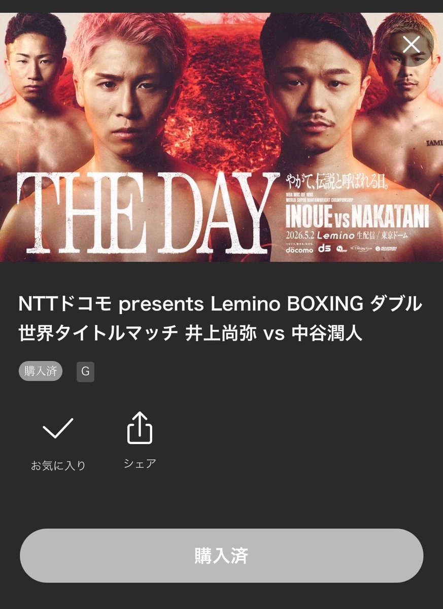 THE DAY 井上 vs 中谷 ４点セット 井上尚弥 vs 中谷潤人「THE DAY」購入。楽しみですが、観たいような観