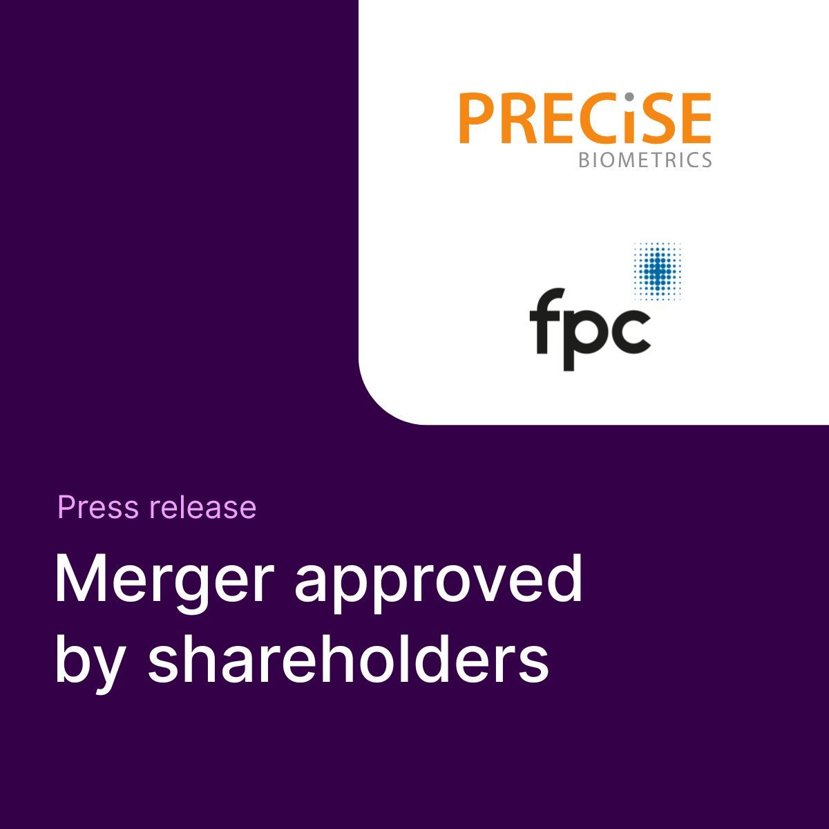 PBiometrics's tweet image. We're happy to share that today’s Extraordinary General Meetings for Precise Biometrics and  have approved the combination of the two companies.

Read the PR: buff.ly/BEPTuQC

#Precise #Biometrics #YOUarethekey #M&amp;amp;A