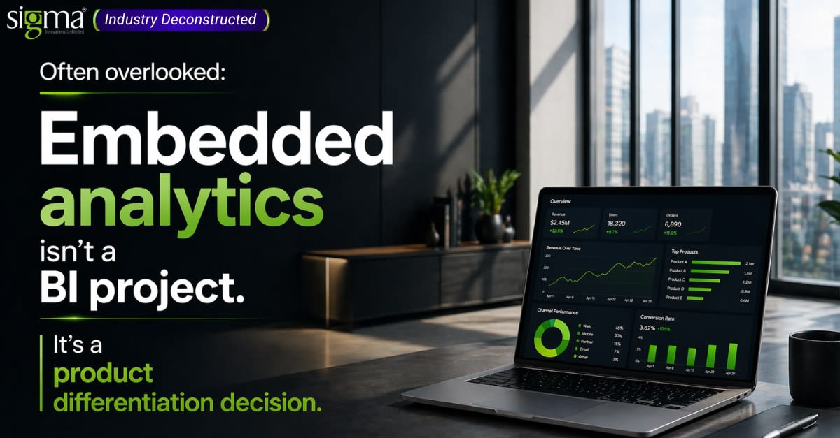 sigmainfo's tweet image. Embedded analytics isn’t a feature—it’s architecture.
Bolt-on BI limits insight and adds cost.
Built-in analytics creates product advantage at scale.

When should you own analytics? sigma-infosolutions.shp.so/l/Gmrh77

#SaaS #EmbeddedAnalytics #BusinessIntelligence #ProductStrategy