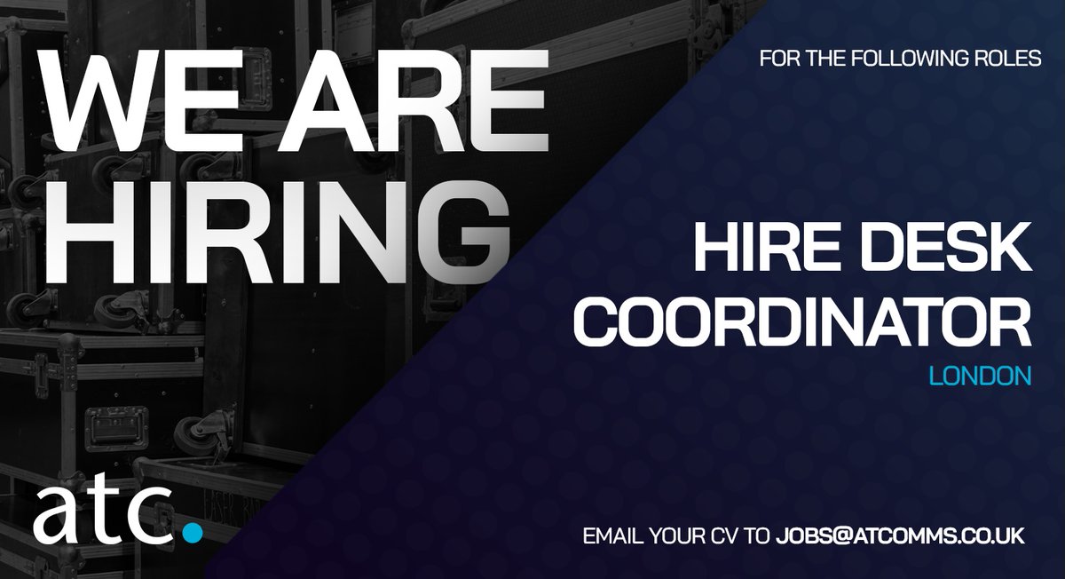 atcommunication's tweet image. We’re hiring 🚨

ATC is looking for a Hire Coordinator in London.

Organised, people-focused &amp;amp; thrive in live events/tech? This could be for you.

Know someone? Tag them 👇 or apply: atcomms.co.uk/careers/

#hiring #events #livesound #avhire #productionjobs