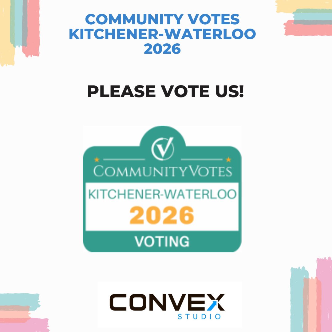 Community Votes Kitchener-Waterloo 2026 nominated Convex Studio for Advertising, Social Media Marketing, and Digital Marketing.
We need your help to win.
Please have your votes in before Sunday, May  3!
Please click the link below and vote Convex Studio.
bit.ly/4scd3iS