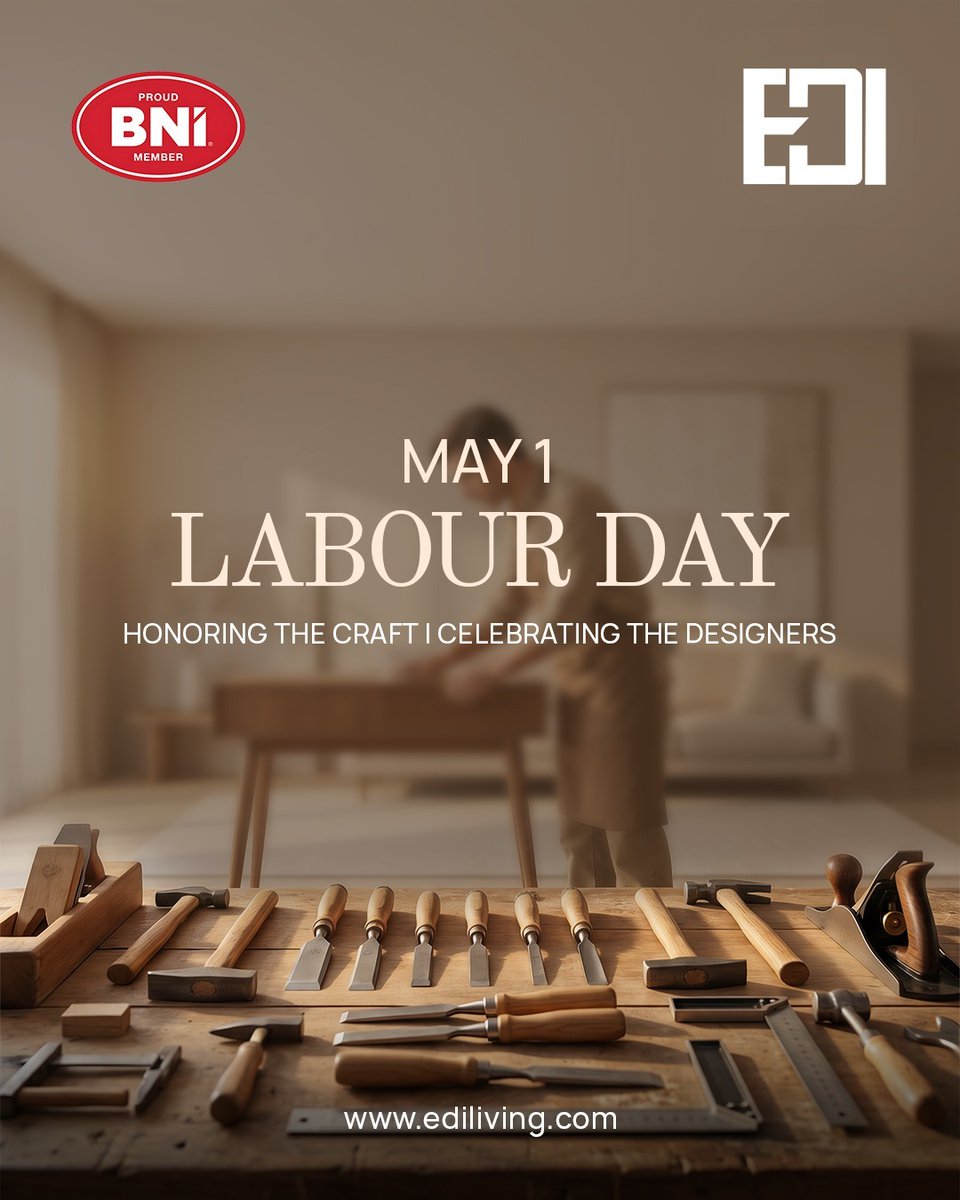 edi_living's tweet image. Behind every grand design is the skillful hand of a craftsperson. This Labour Day, We salutes the makers who turn architectural visions into reality. Happy Labour Day!

🌐 ediliving.com

#EDI #LabourDay #MayDay #InteriorDesign #Architecture