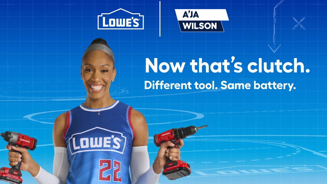 Lowes's tweet photo. A'ja Wilson and CRAFTSMAN know a thing or two about teamwork – it's kind of like the V20 lineup sharing the same battery. Now, switching between tools is quick and effortless. Our best lineup is here at Lowe’s.
