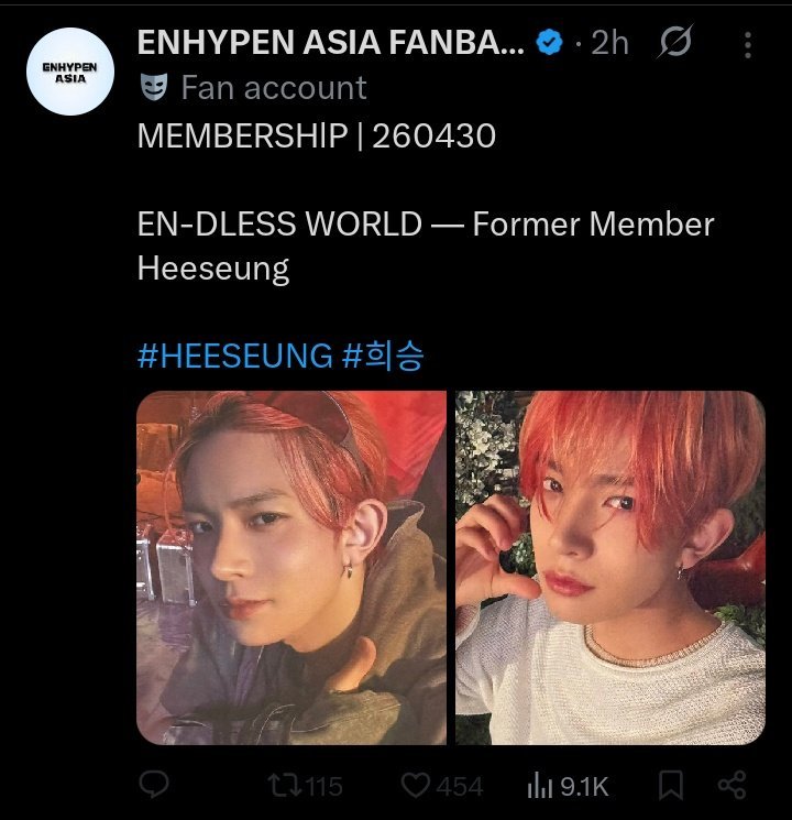 "Former member ".... Okay then from now on enhypen Asia is "former engene"