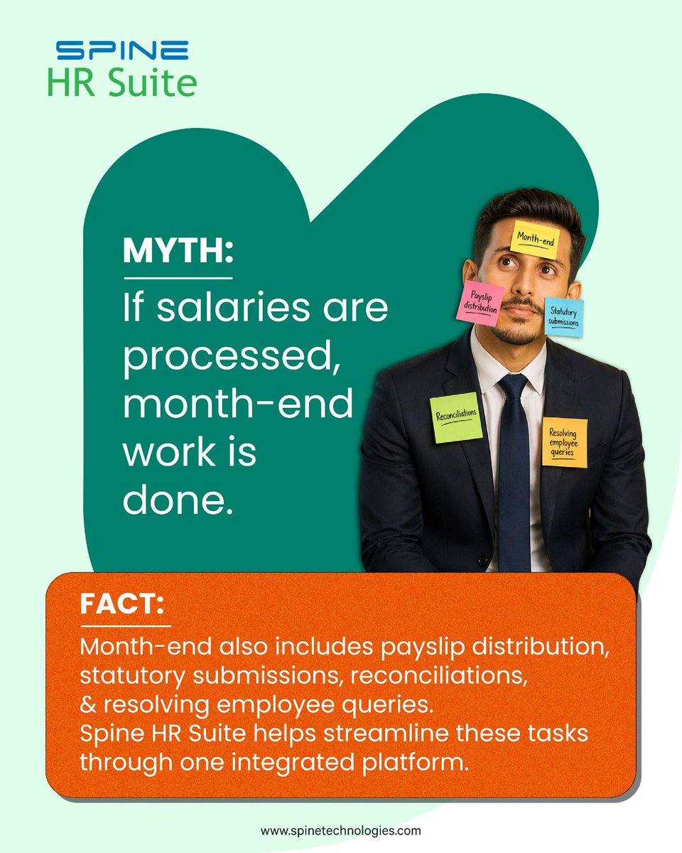 spinetechit's tweet photo. Payroll doesn’t end at month-end. From compliance to queries, the real work continues. Spine HR Suite brings everything into one seamless flow, keeping HR in control.

#HRMS #Payroll #HRTech #SpineHRSuite https://t.co/ljB4UT0YEu