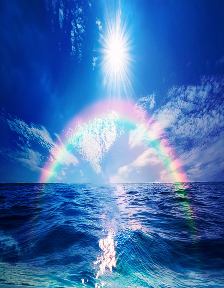 sanrotasu0216's tweet image. Rainbow over the sea　Cầu vồng trên biển　
#AI #PS #Adobe