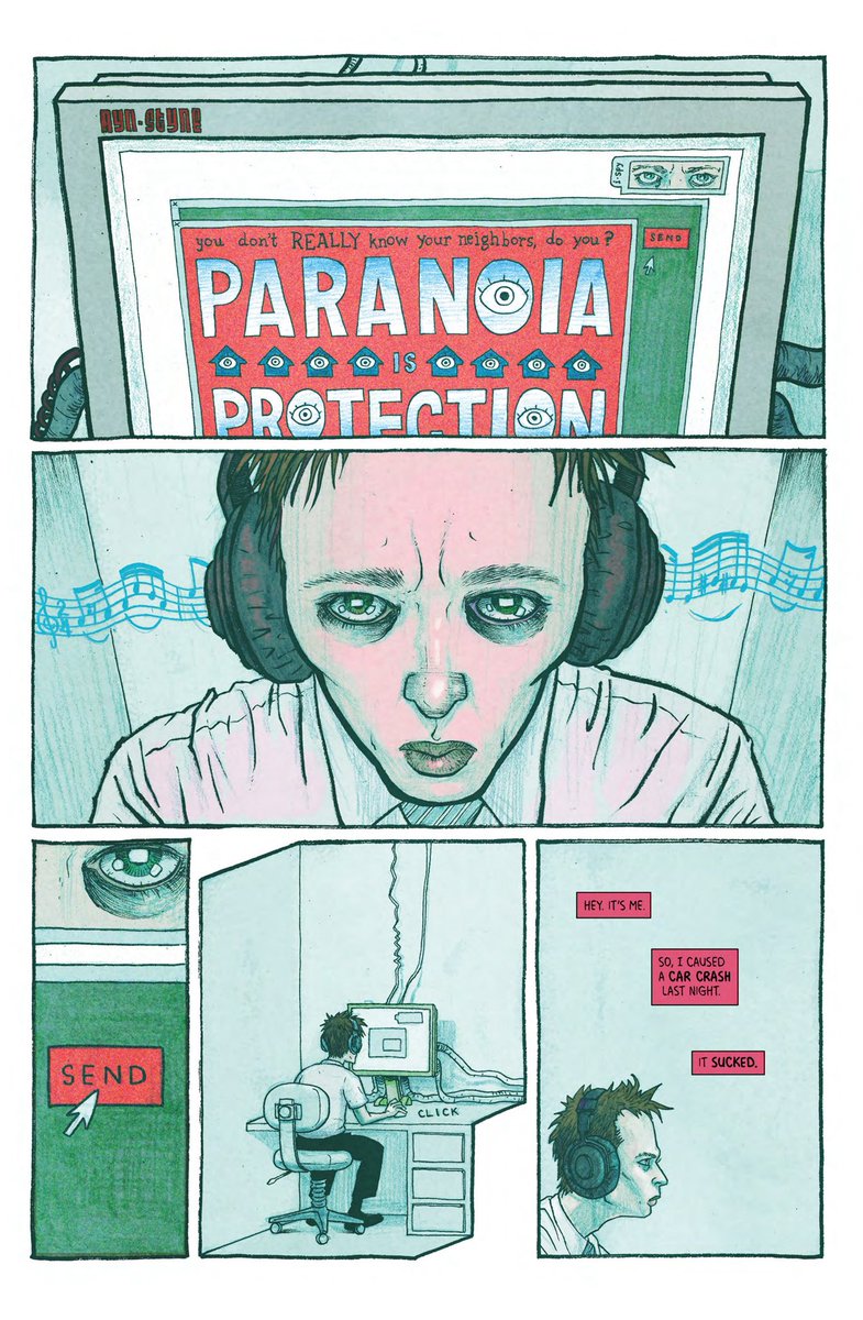 AZXFN's tweet image. #Comic 

Is Ted OK # 1 

- هذي ثالث قصة اقراها للناشر MAD CAVE والي من بدايتها فقط و من العدد الاول خلاني انجذب للقصة و ناوي اكملها 

- القصة ب اختصار ان فيه شخصيتين ( تيد ) الشخص المنعزل والي يشتغل في شركة ضخمة و ( سارة ) الشخصية الي انتقلت لمدينة جديدة و مهمتها مراقبة تيد و لكن