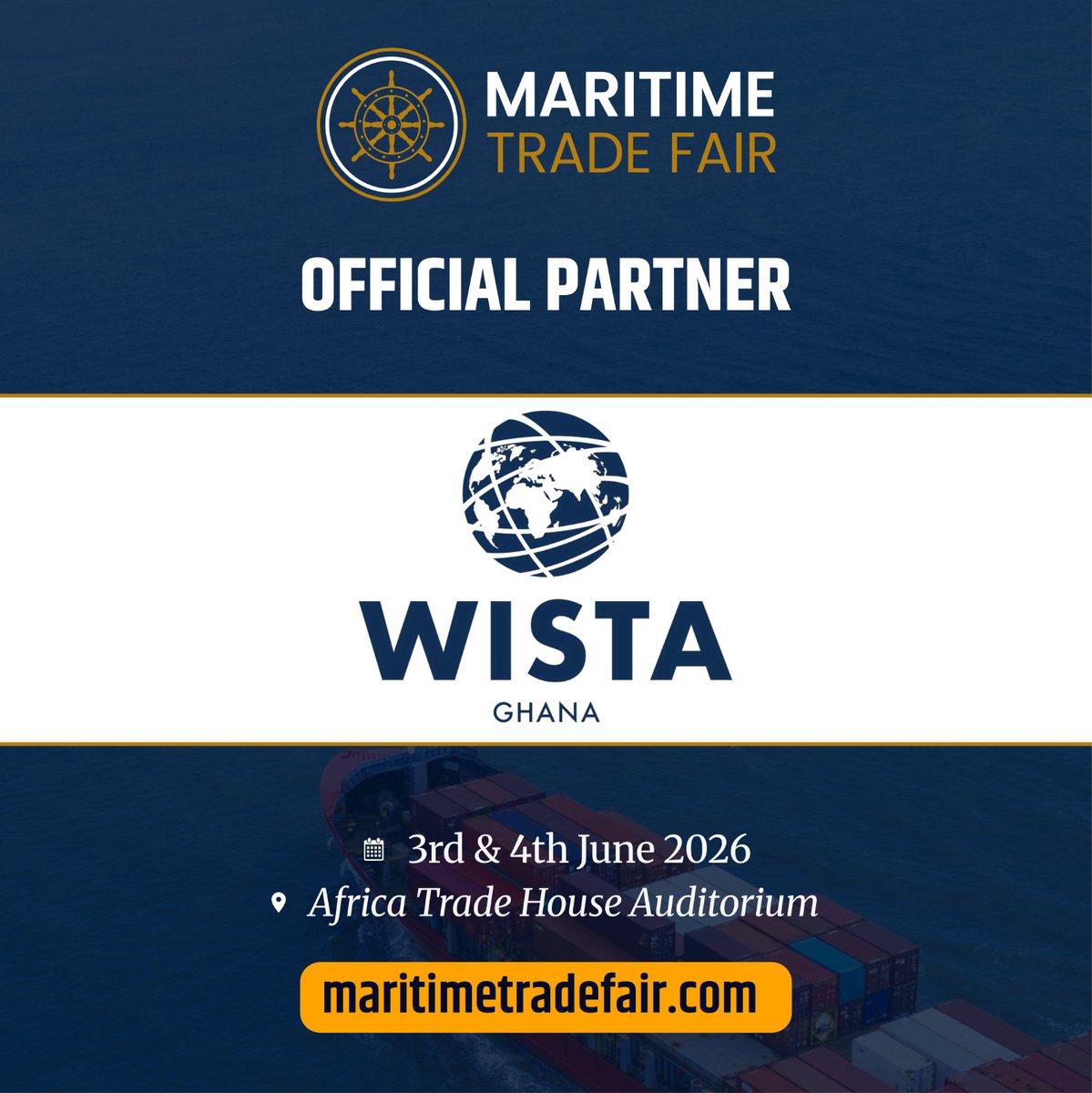 MTF_Africa's tweet photo. We are proud to announce WISTA GHANA as one of our Official Partners for the Accra Maritime Trade Fair 2026.

👉 Register now: https://t.co/TsYpCbwQ2r

#MTF2026 #Accra #MaritimeTradeFair #OfficialPartner #WISTAGhana #MaritimeIndustry #WomenInMaritime https://t.co/5gElpqWMnF