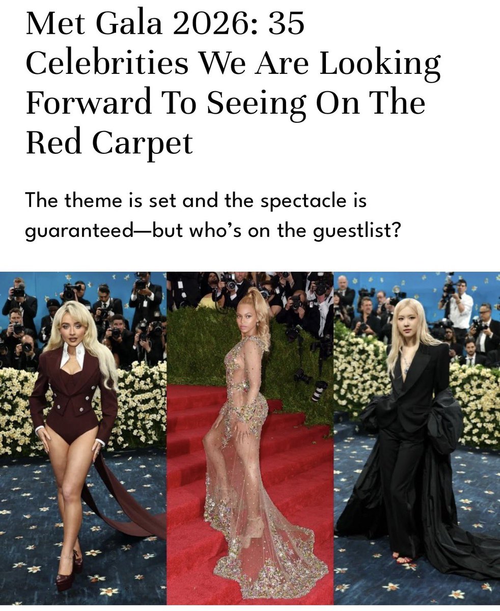 Harper’s Bazaar, 35 คนดังที่น่าจับตาในงาน Met Gala 2026:

การที่ครีเอทีฟไดของ Saint Laurent เป็นโคแชร์ของในปีนี้ #ROSÉ ก็ดูมีความเป็นไปได้สูง…ในฐานะสาวโซเชียลตัวจริงรับรองได้เลยว่าเธอน่าจะทำความรู้จักเพื่อนใหม่เพียบ ซึ่งอาจต่อยอดไปเป็นคอลแลบที่น่าจับตาRosé x Bad Bunny ดีไหมล่ะ?