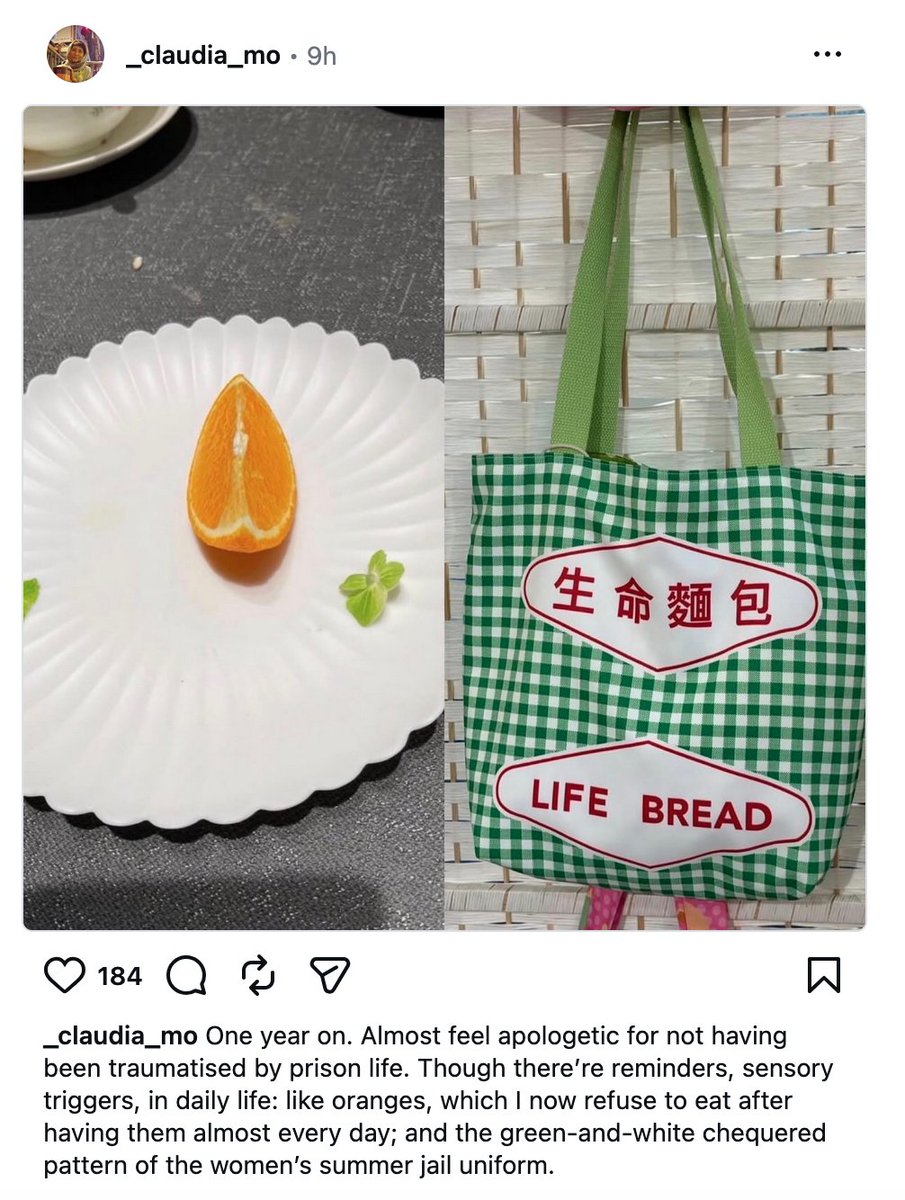 hkdc_us's tweet image. One year on from her release, former #HK47 #HongKong #PoliticalPrisoner Claudia Mo reflects: Can't stand oranges after having them in prison every day; the green&amp;amp;white-checked pattern of the women's summer prison uniform.... instagram.com/p/DXvSe8fk29i/…