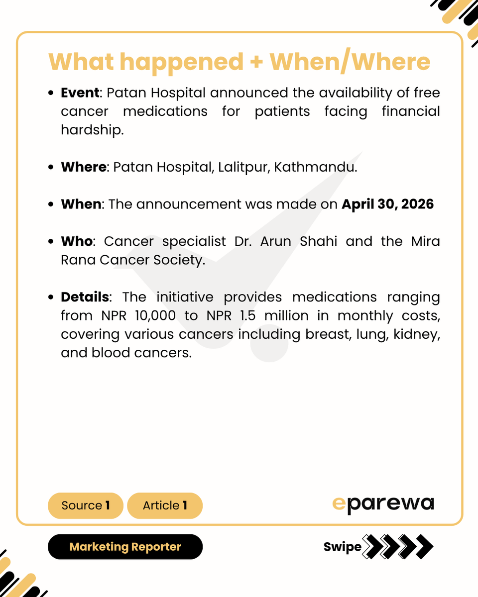 eparewaa's tweet photo. Patan Hospital Provides Free Cancer Medication to Patients https://t.co/oWDxfWwPDg