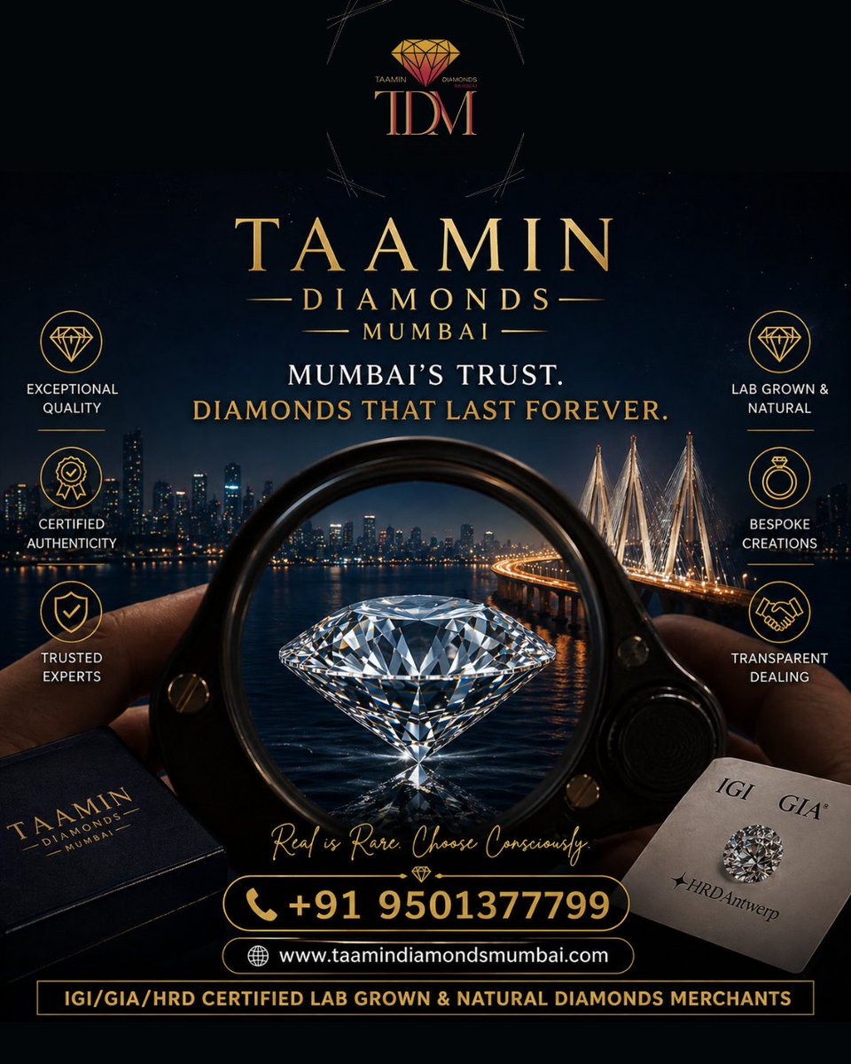 taamindiamonds's tweet image. Top Diamond Merchants in India

#jewellery #diamond #diamondsmerchants #taamindiamondsmumbai #franchiseopportunity #diamondring #beautifuldiamond #taamindiamondsmumbai #labgrowndiamonds #luxuryjewellerydesigns #sustainableluxury #diamondnecklace #diamondearrings #finejewellery