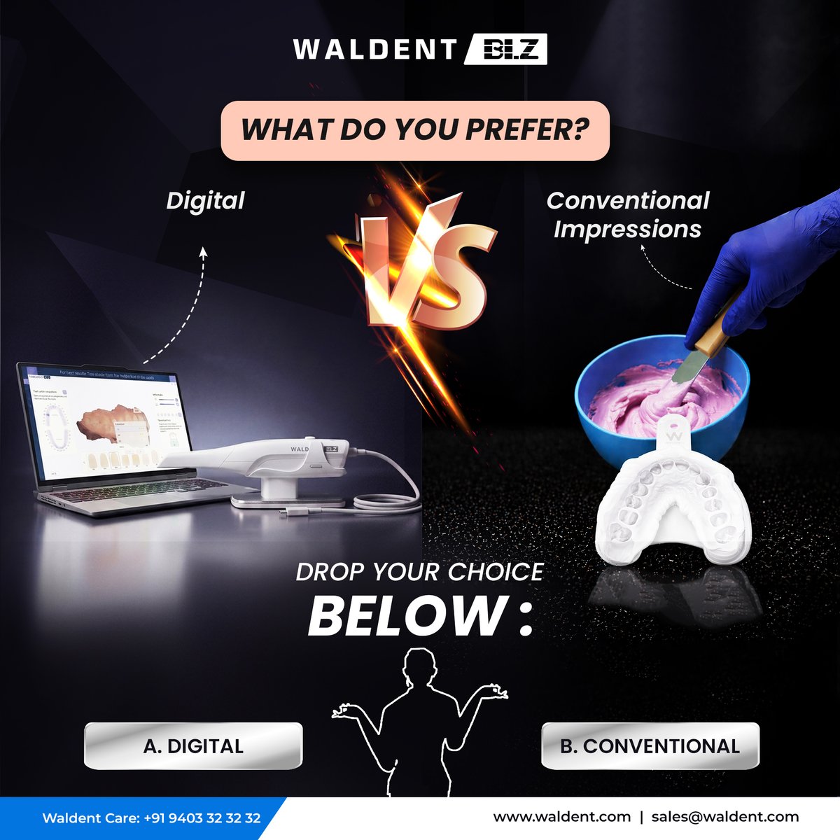 Waldent_'s tweet image. The debate every dentist has had at least once👇
Digital or Conventional Impressions?
Digital – Faster, more precise
Conventional – Reliable, familiar, cost-effective
What’s your go-to in daily practice?

#Waldent #Dentistry #DentistLife #DentalPractice #DigitalDentistry