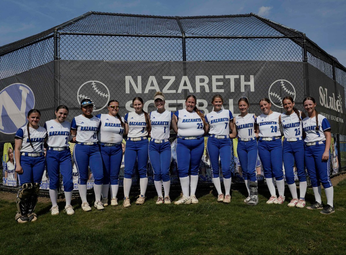 bwellchiro's tweet photo. Nazareth Softball will honor 12 seniors tomorrow at 4pm! @NAHSBlueEagles @NazSball @coachgenzale https://t.co/BmJdSIGs8w
