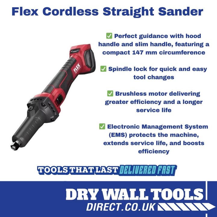 Sleek, powerful and built for precision 🔧

The Flex Cordless Straight Sander features a variable high-speed range and a long-neck design, giving you optimum control and easy access to those hard-to-reach areas.

ow.ly/gNHV50YkV5v