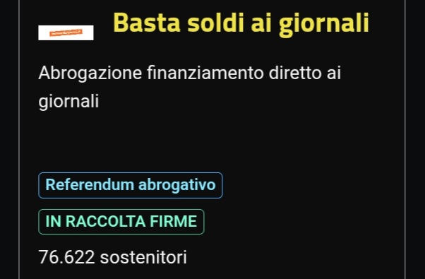 Continuate a firmare.
#BastaSoldiAiGiornali