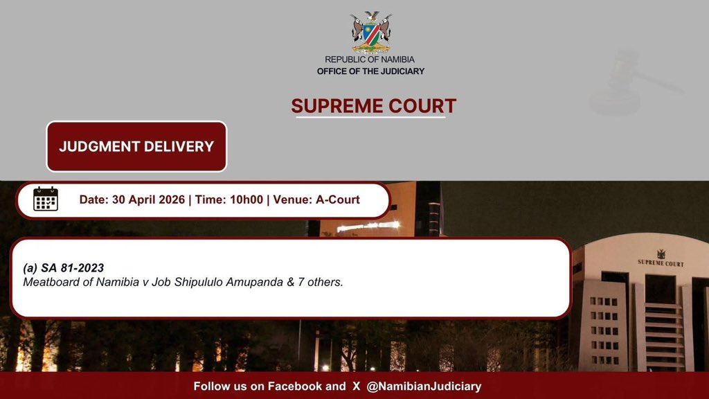 People of Namibia 🇳🇦 
This is to CONFIRM and INFORM you that the Government, through their MEATBOARD, has LOST their APPEAL at the SUPREME COURT in the 1896 Redline Case. The Government, through their Meatboard of Southern Namibia, wanted me to Pay MILLIONS and take away the