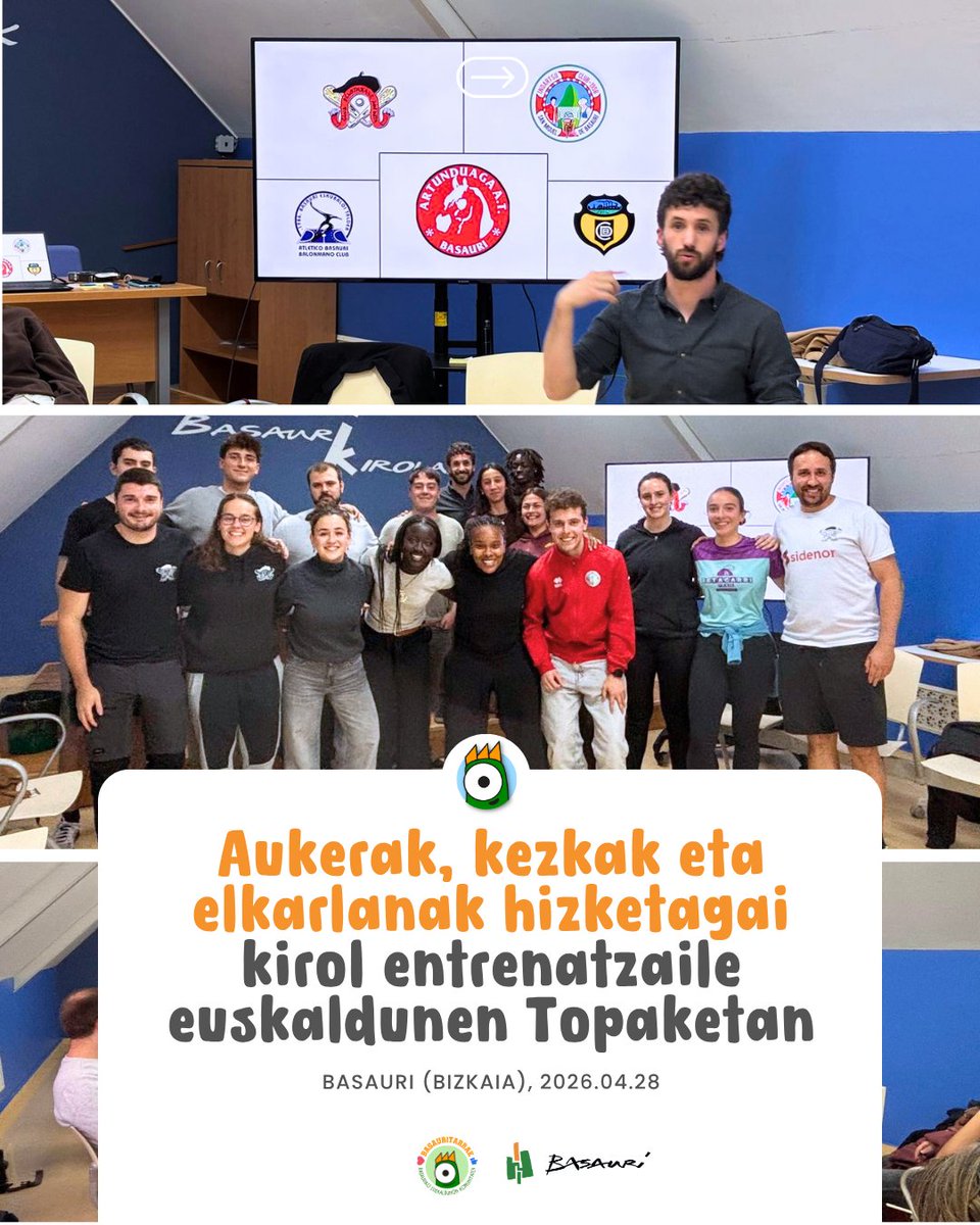basauritarrak's tweet photo. #Basauri 🎽 Kirol entrenatzaile euskaldunen topaketa egin dugu herrian 📍 Herriko kirolaren euskalduntzean aurrerapusoak emateko 😅 kezkak 👍 aukerak eta 🚀 elkarrekin lan egiteko lehen haziak erein ditugu #basauritarrak #euskara https://t.co/V0Wbfl0VpH