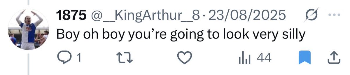 __callum2's tweet photo. @__KingArthur__8 😭😭😭😭😭absolute clown HAHAHAHAHAH

“boy oh boy you’re going to look very silly” 🤣🤣🤣🤣🤣

how do you look now arthur? 

#dcfc #dcfcfans #blackburnrovers #brfc https://t.co/hpyULpLEkR
