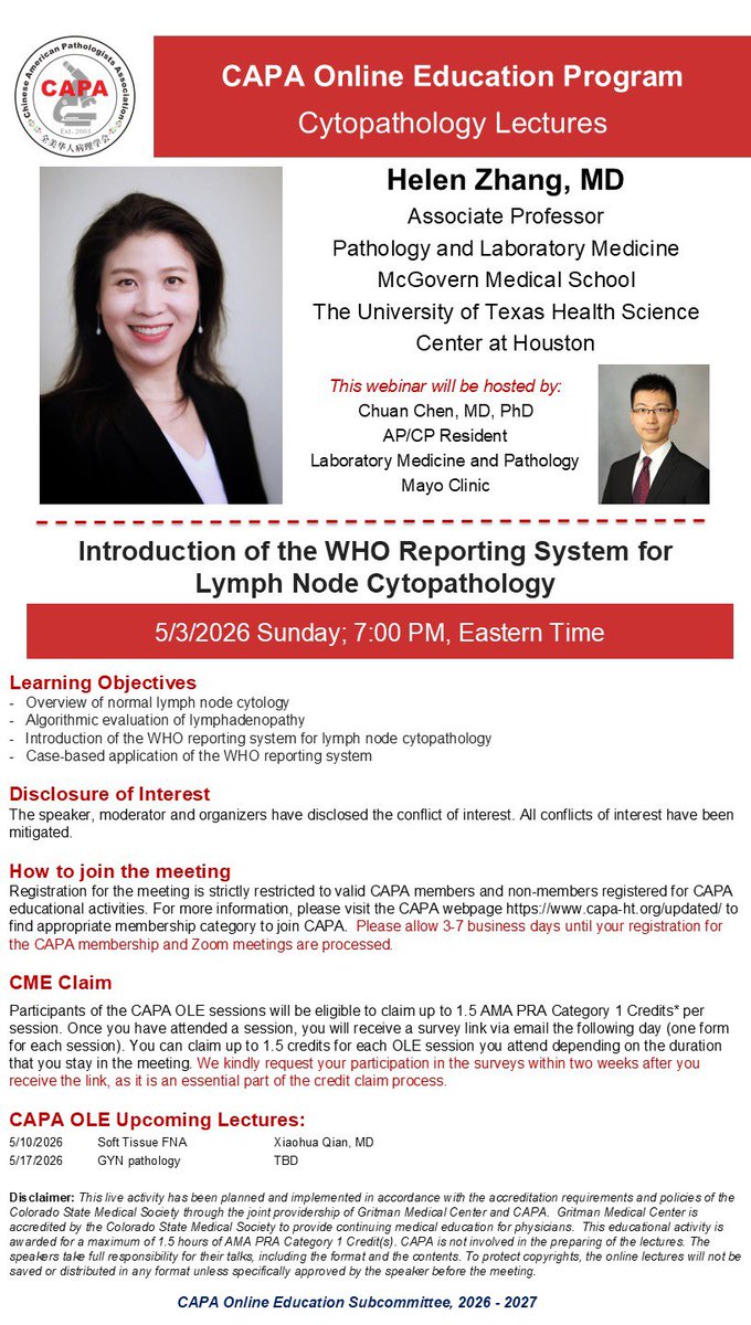 Chinese American Pathologists Association tweet media