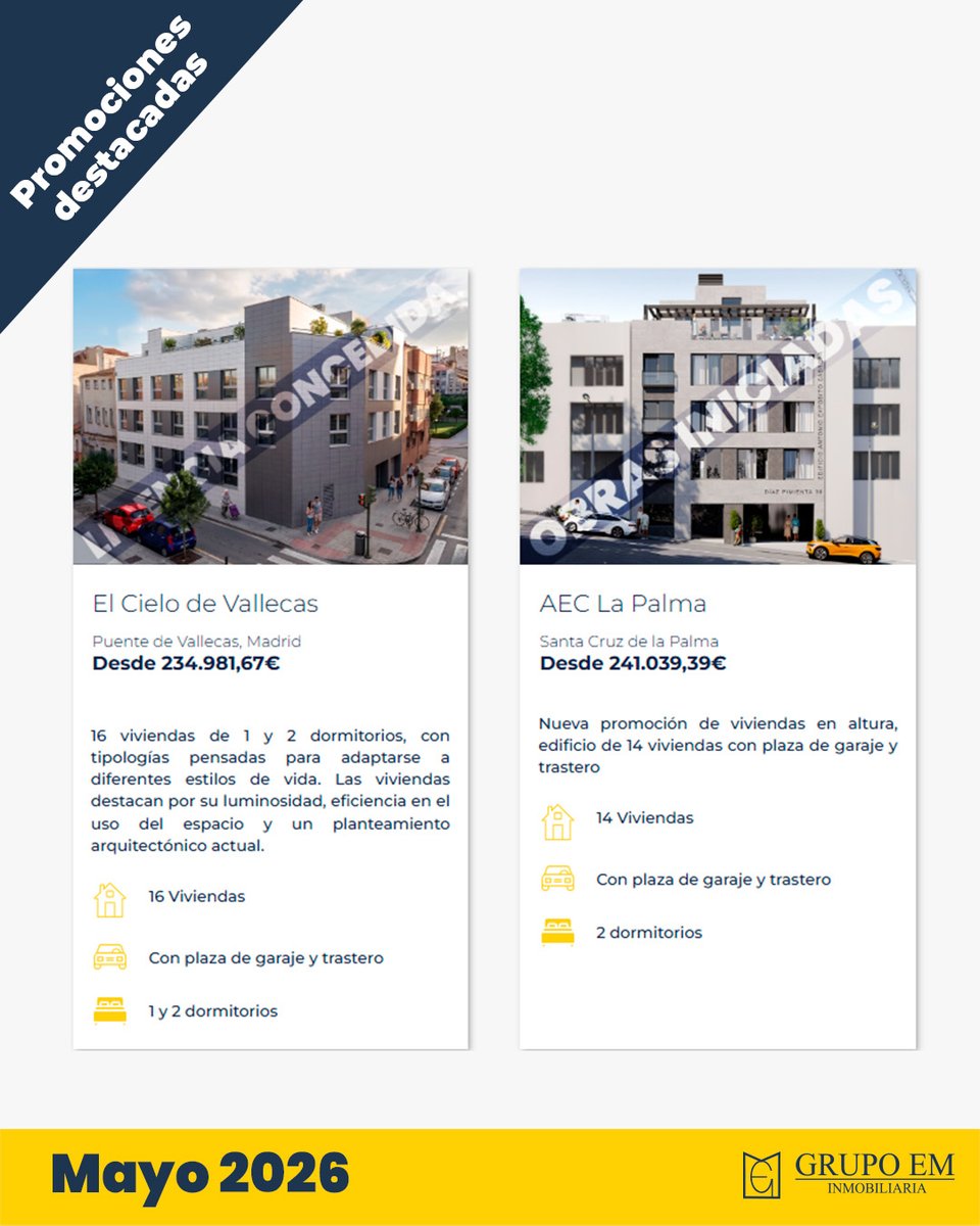 GrupoEMinmo's tweet image. 🔥 MAYO es el momento de estrenar vivienda 🏢🏠

Descubre nuestras promociones destacadas y encuentra tu nuevo hogar antes de que vuelen. ✨

📍Leganés y Pozuelo

🌐 Y muchas más promociones en grupoeminmobiliaria.com

#ObraNueva #GrupoEM #TuNuevoHoga