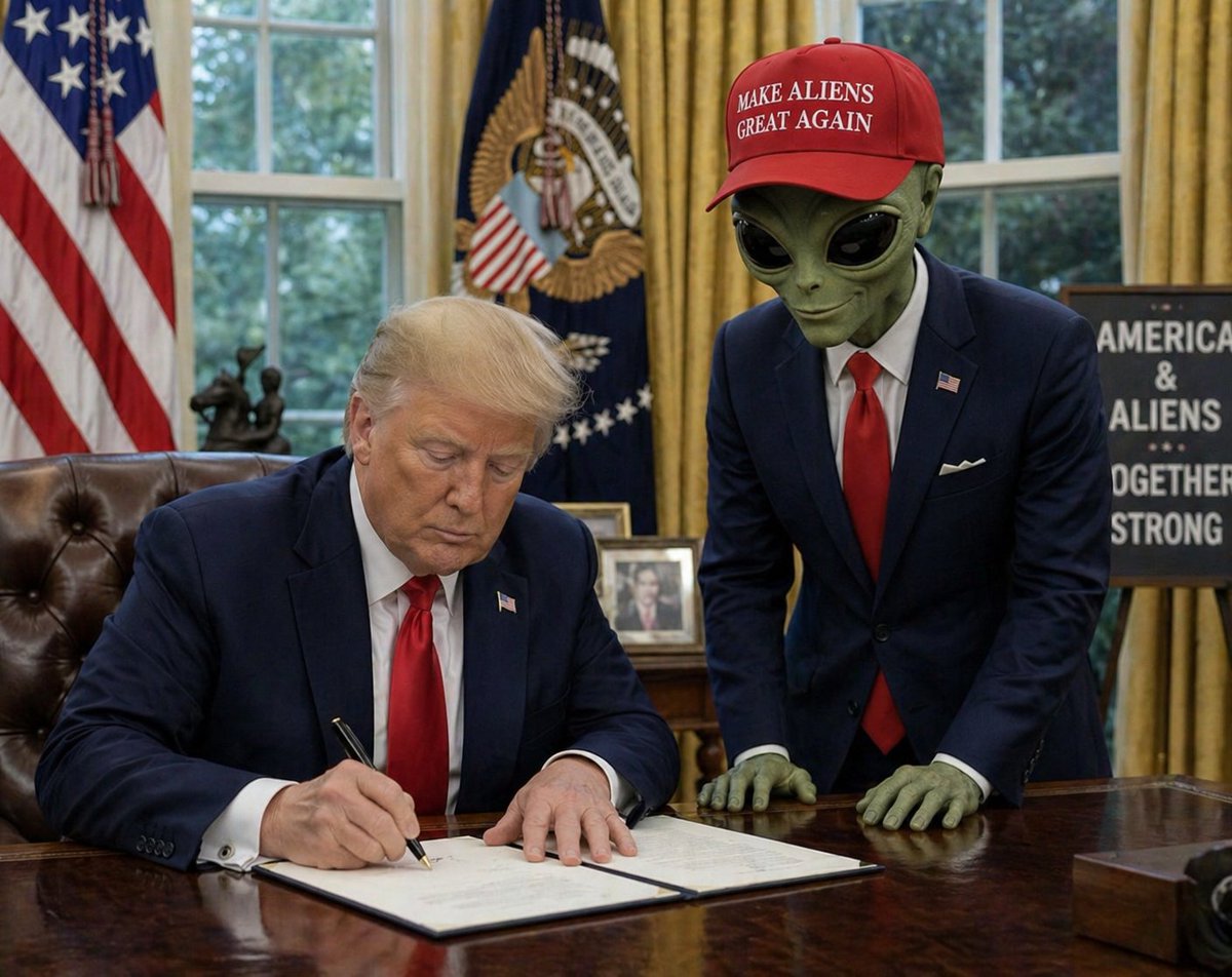 QuantXoG's tweet photo. Locked in $MAGA 

$MAGA is turning into more than a meme… it’s becoming a storyline people are following. 👽🇺🇸
From rallies → to the Oval Office → to classified war rooms…
the narrative just keeps evolving.
That’s what separates random coins from real runners.
People don’t just buy they stay engaged.
Attention compounds.
Community strengthens.
Conviction builds.
This is how movements start.