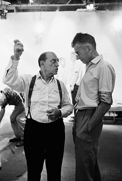 RodneyMarshall1's tweet photo. Samuel Beckett in NYC making a silent movie with Buster Keaton. SB judged it "an interesting failure". Years earlier Beckett had asked Keaton to play a part in the Broadway production of Godot. It's even been suggested that Godot was inspired by a 1940s film which featured BK. https://t.co/maraZ6L3XJ
