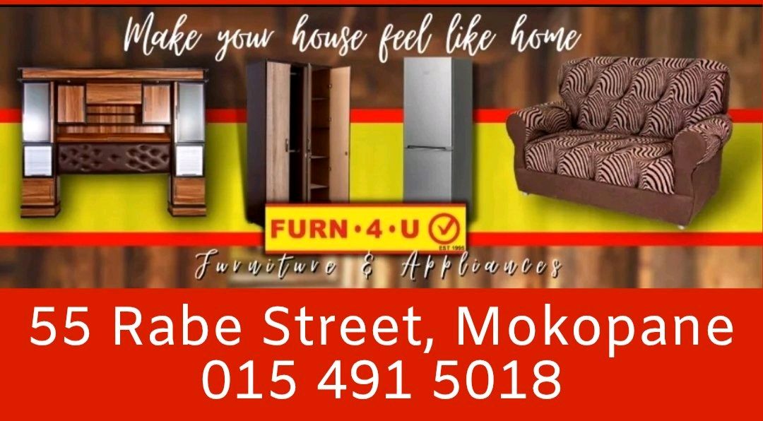 Pages_Potties's tweet image. 🏠 Make your house feel like a home with Furn-4-U! Complete your space with quality furniture &amp;amp; appliances. Visit us at 55 Rabe Street, Mokopane or call 015 491 5018 to explore our range! #HomeEssentials #Furn4U #MokopaneLiving