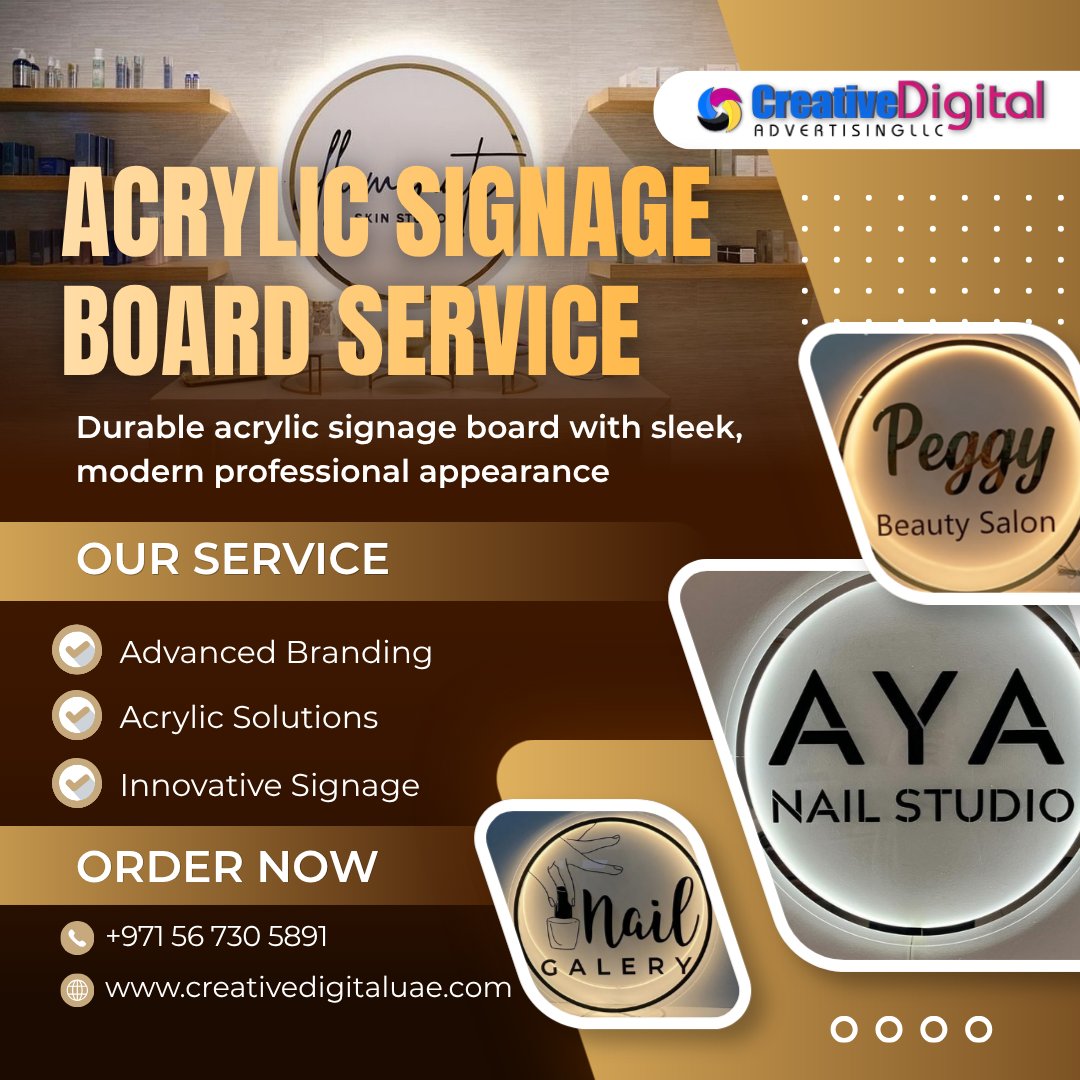 creativeadvtdxb's tweet image. Upgrade your business presence with sleek, modern acrylic signage that captures attention instantly. Perfect for offices, shops, and events—make your brand stand out with style and clarity.

Call or WhatsApp # +971 56 730 5891

#AcrylicSignage #BusinessBranding #CustomSigns