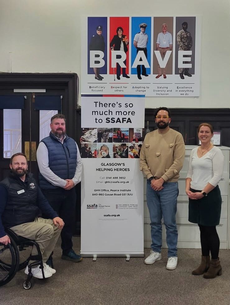 VeteransScot's tweet image. 📷Strengthening Support for Veterans Through Collaboration.

Earlier this month, Shaun Cauvin and Emma Davies visited @SSAFA, the Armed Forces charity at Glasgow's Helping Heroes.

#VeteransSupport #Collaboration #CommunityImpact #Volunteering #SSAFA #Glasgow