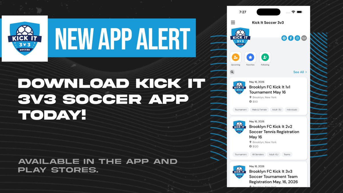 exposureev's tweet photo. Download the Kick it 3v3 Soccer (@KickIt3v3Soccer) app today for 🏆schedules &amp; ⚡real-time updates right at your fingertips! https://t.co/TDAiHgBRtZ https://t.co/SIYvxYd9Bn https://t.co/EVYaOIlHyb