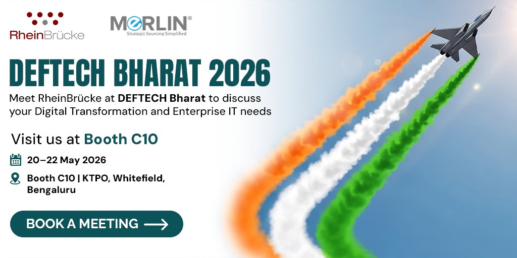 RheinBruckeIT's tweet photo. Meet RheinBrucke at DefTech Bharat 2026

Explore how RheinBrücke and MeRLIN work together to modernise your core systems, connect your data and bring efficiency to procurement - https://t.co/bMY3jqr7ay

#RheinBrücke #MeRLINSourcing #DefTechBharat2026 #DefenceInnovation #Aerospace https://t.co/UnC1mXLRhM